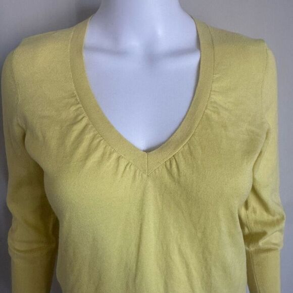 The Limited 100% Cotton Knit V-Neck Top Yellow - Picture 3 of 6